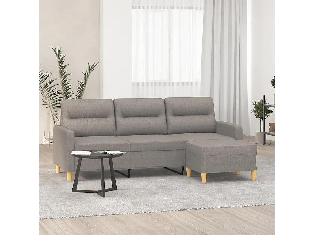 Divano 3 posti con poggiapiedi Taupe 180 cm Tessuto
