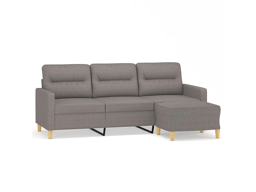 Divano 3 posti con poggiapiedi Taupe 180 cm Tessuto