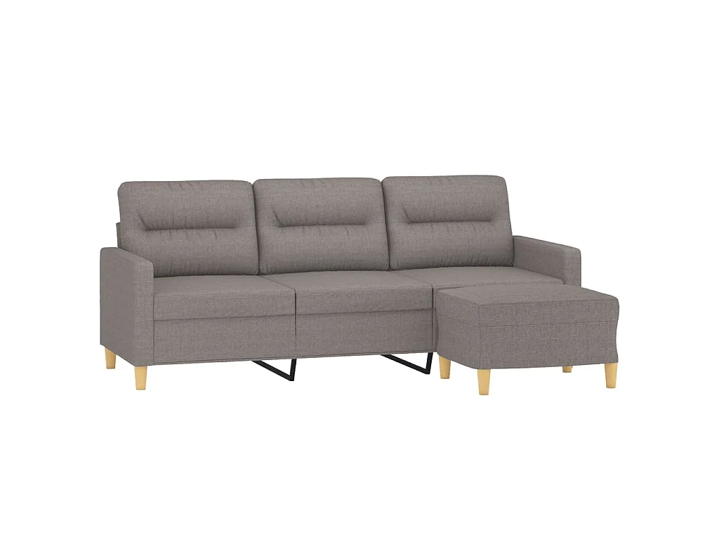 Divano 3 posti con poggiapiedi Taupe 180 cm Tessuto