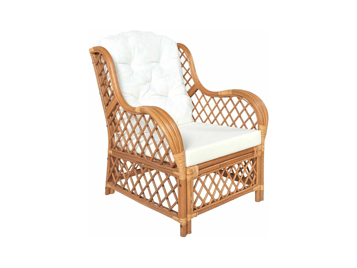 Bank met kussen Lichtbruin Natuurlijk rotan en linnen