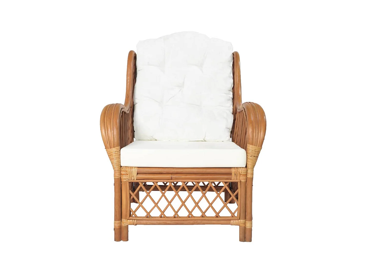 Bank met kussen Lichtbruin Natuurlijk rotan en linnen