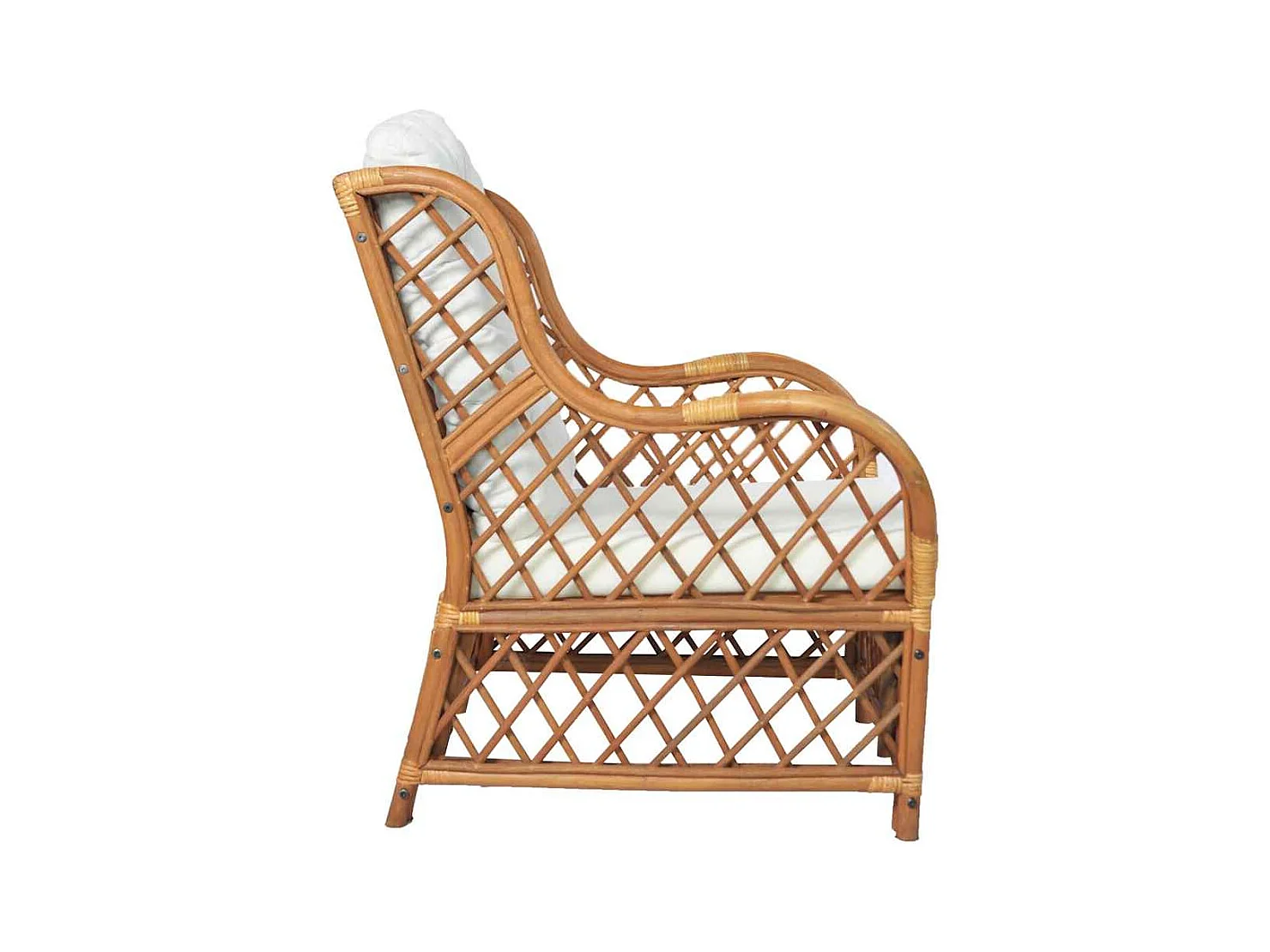 Bank met kussen Lichtbruin Natuurlijk rotan en linnen