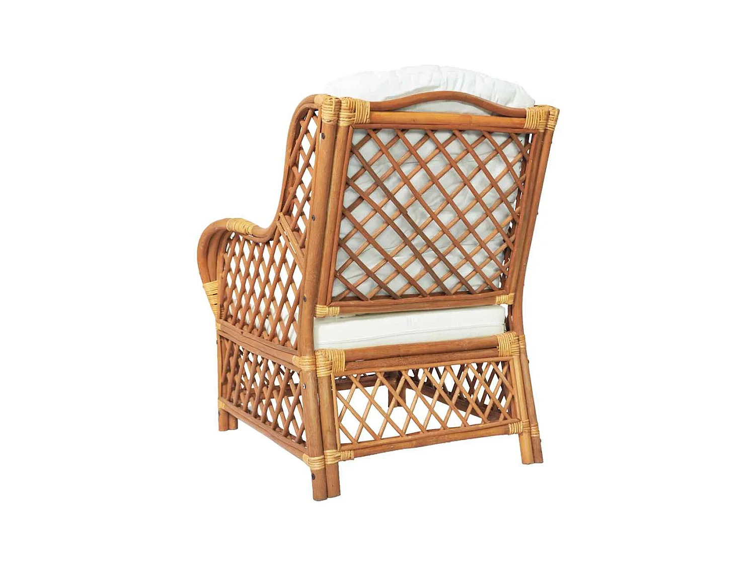 Bank met kussen Lichtbruin Natuurlijk rotan en linnen