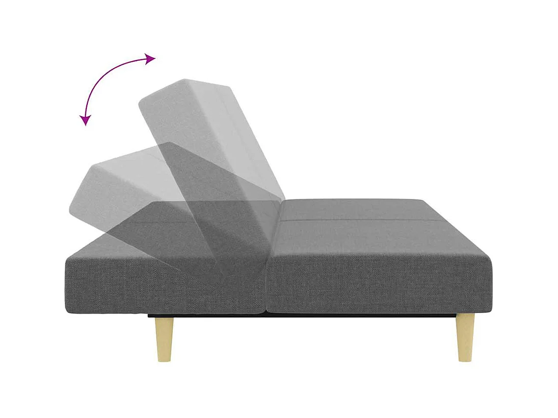 2-zits slaapbank met voetenbank donkergrijze stof