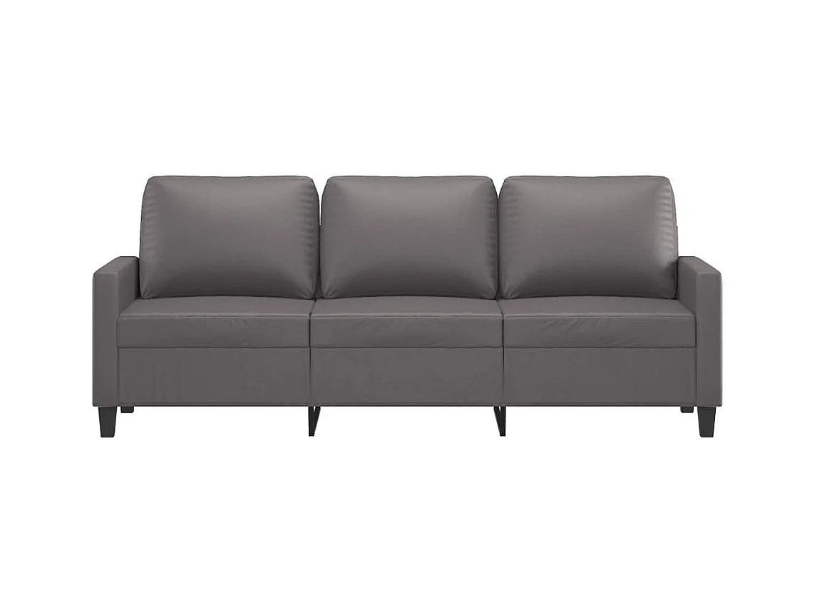 3-Sitzer-Sofa Grau 180 cm Kunstleder