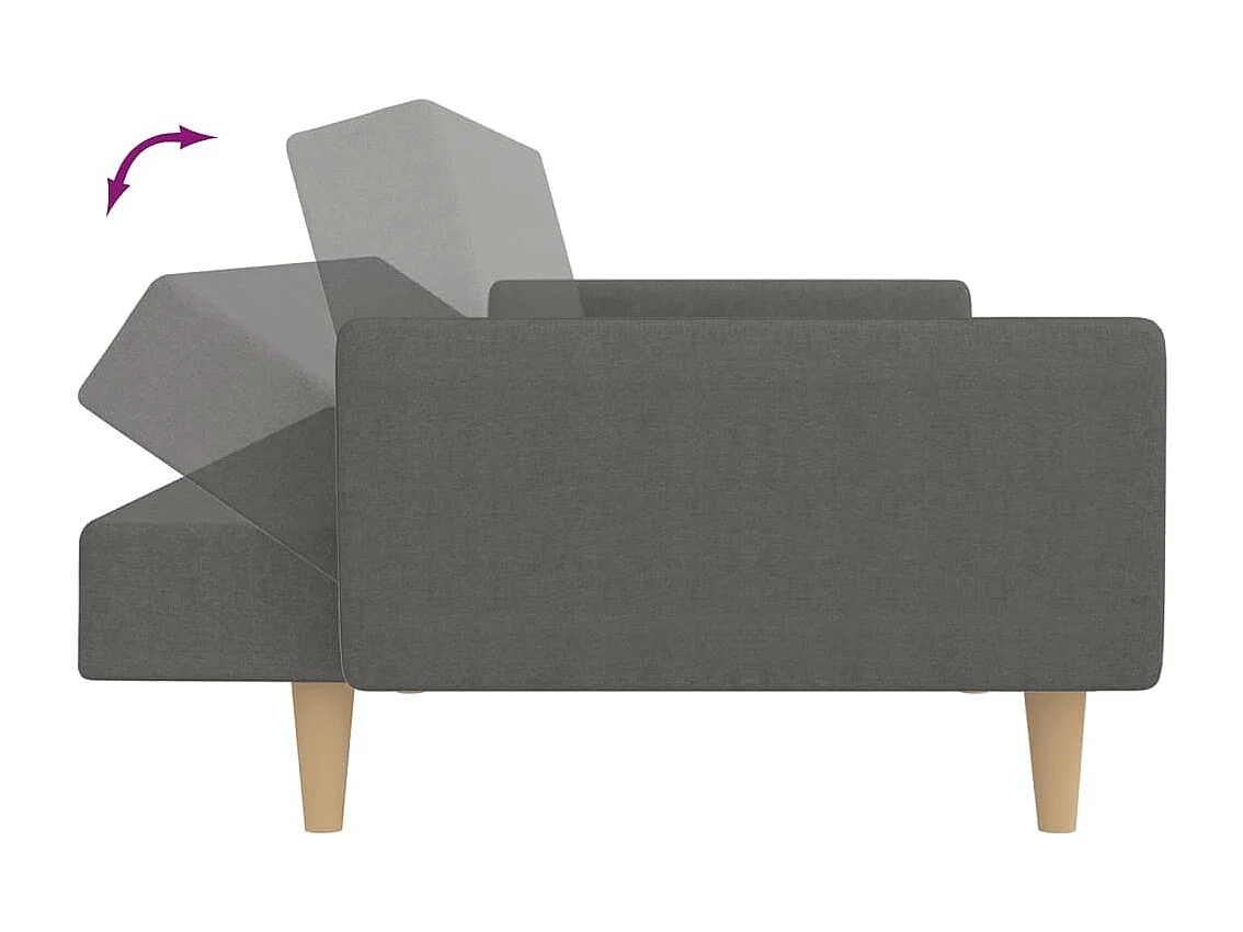 Sofá cama de 2 plazas de tela gris claro