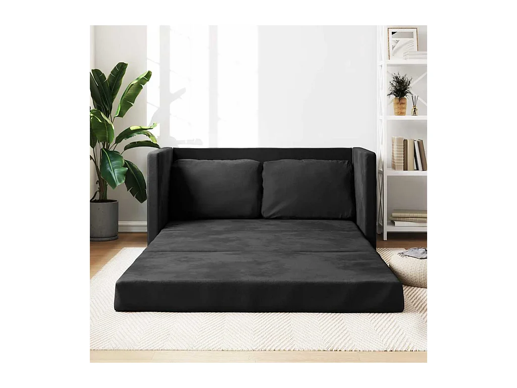 Divano letto 2 in 1 nero 122x204x55 cm velluto