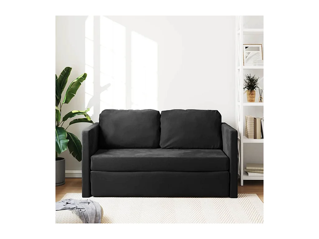 Divano letto 2 in 1 nero 122x204x55 cm velluto