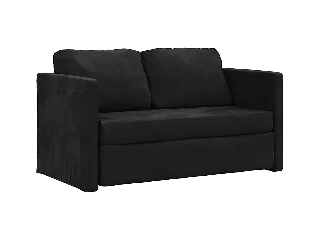 Divano letto 2 in 1 nero 122x204x55 cm velluto