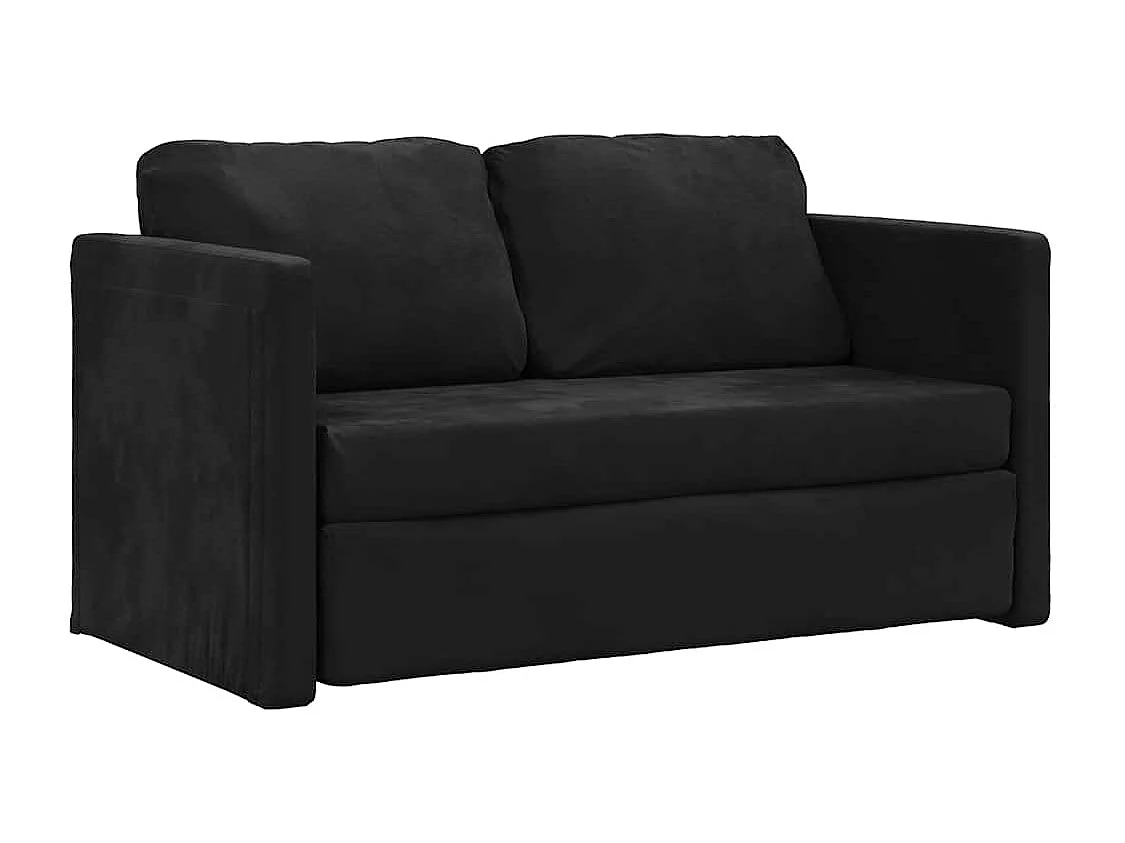 in 1 slaapbank zwart 122x204x55 cm fluweel