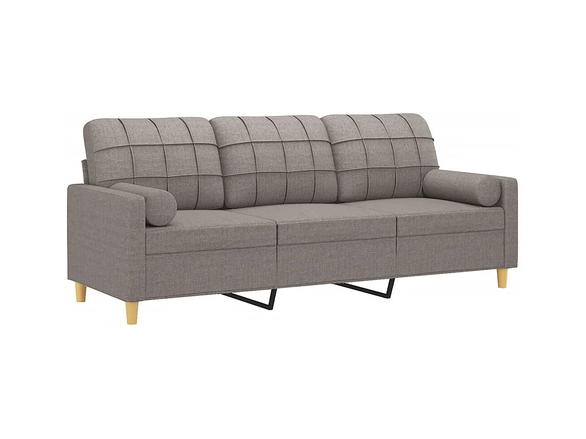 3-zitsbank met sierkussens taupe 180 cm stof