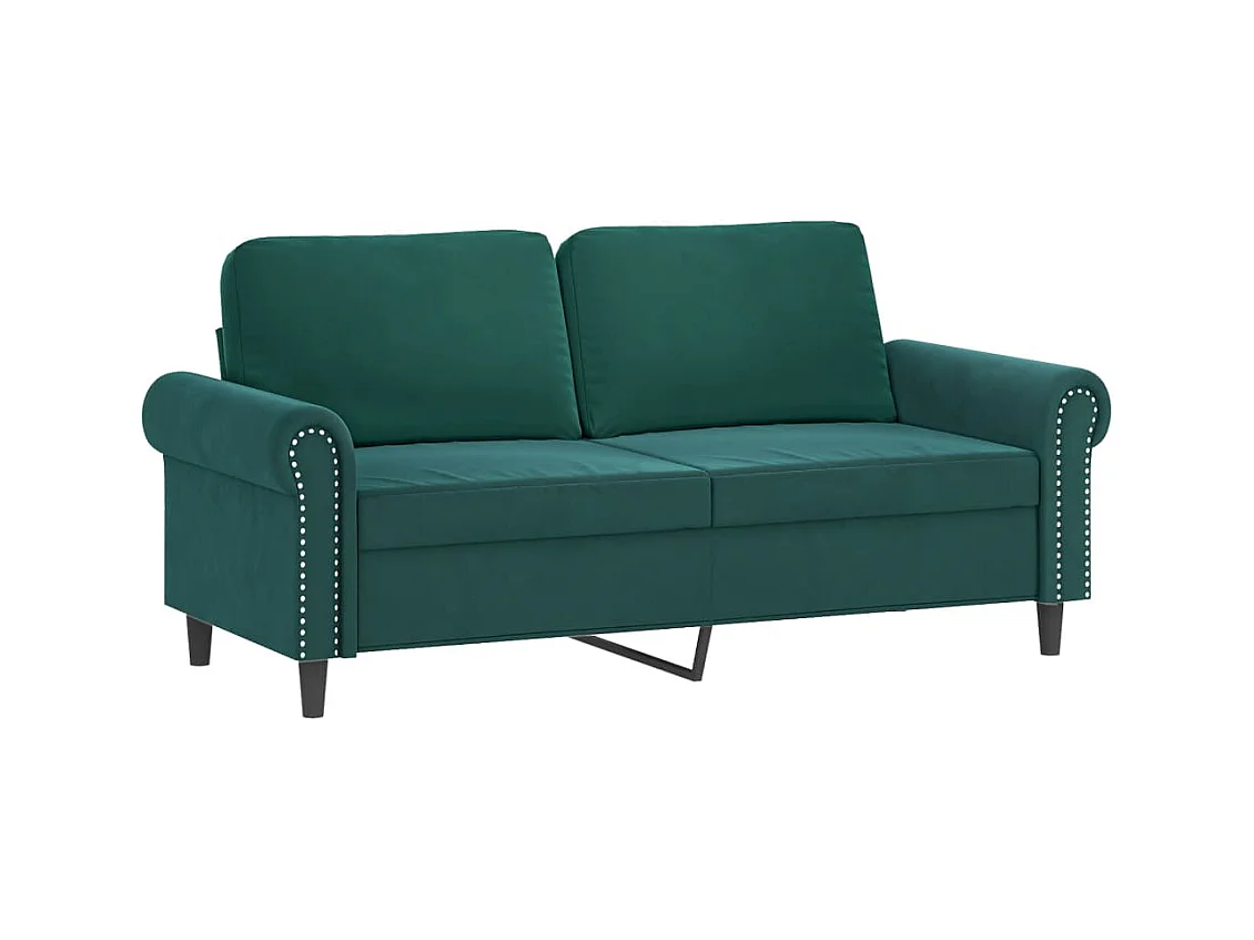 Conjunto de sofá de 2 piezas con cojines de terciopelo verde oscuro