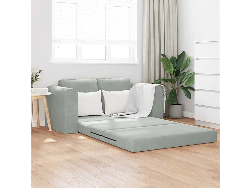 Divano letto grigio chiaro 148 x 71 x 83 cm in velluto