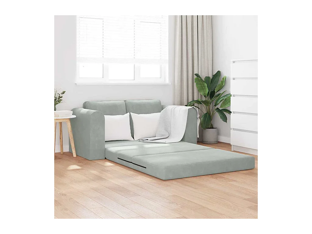 Divano letto grigio chiaro 148 x 71 x 83 cm in velluto