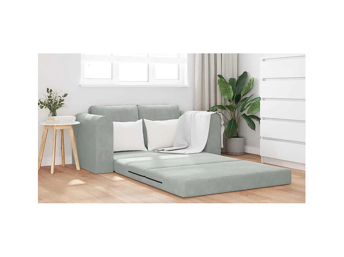 Divano letto grigio chiaro 148 x 71 x 83 cm in velluto
