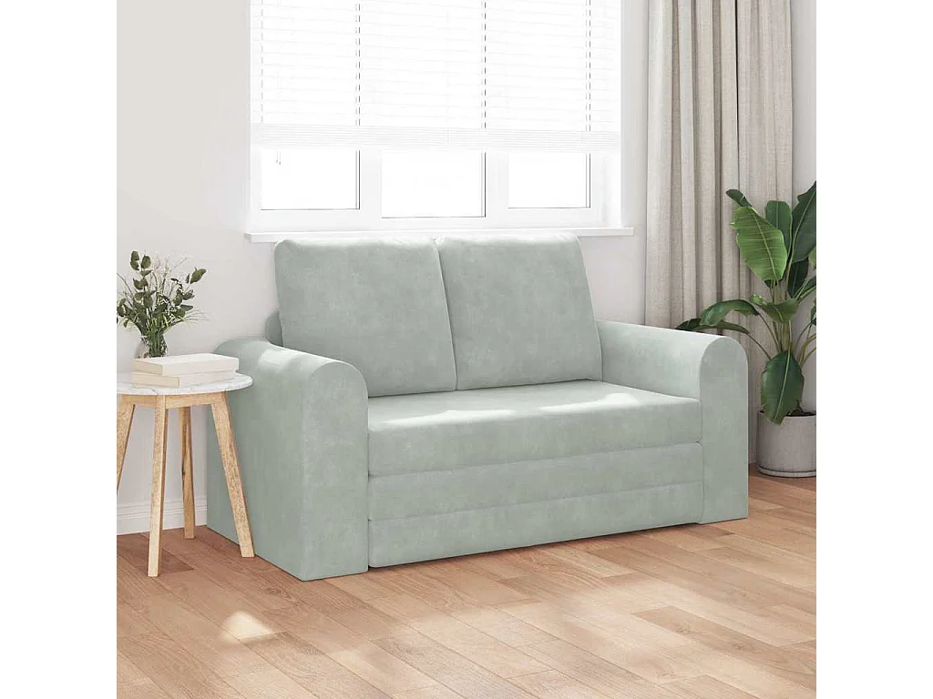 Hellgraues Schlafsofa 148 x 71 x 83 cm Samt