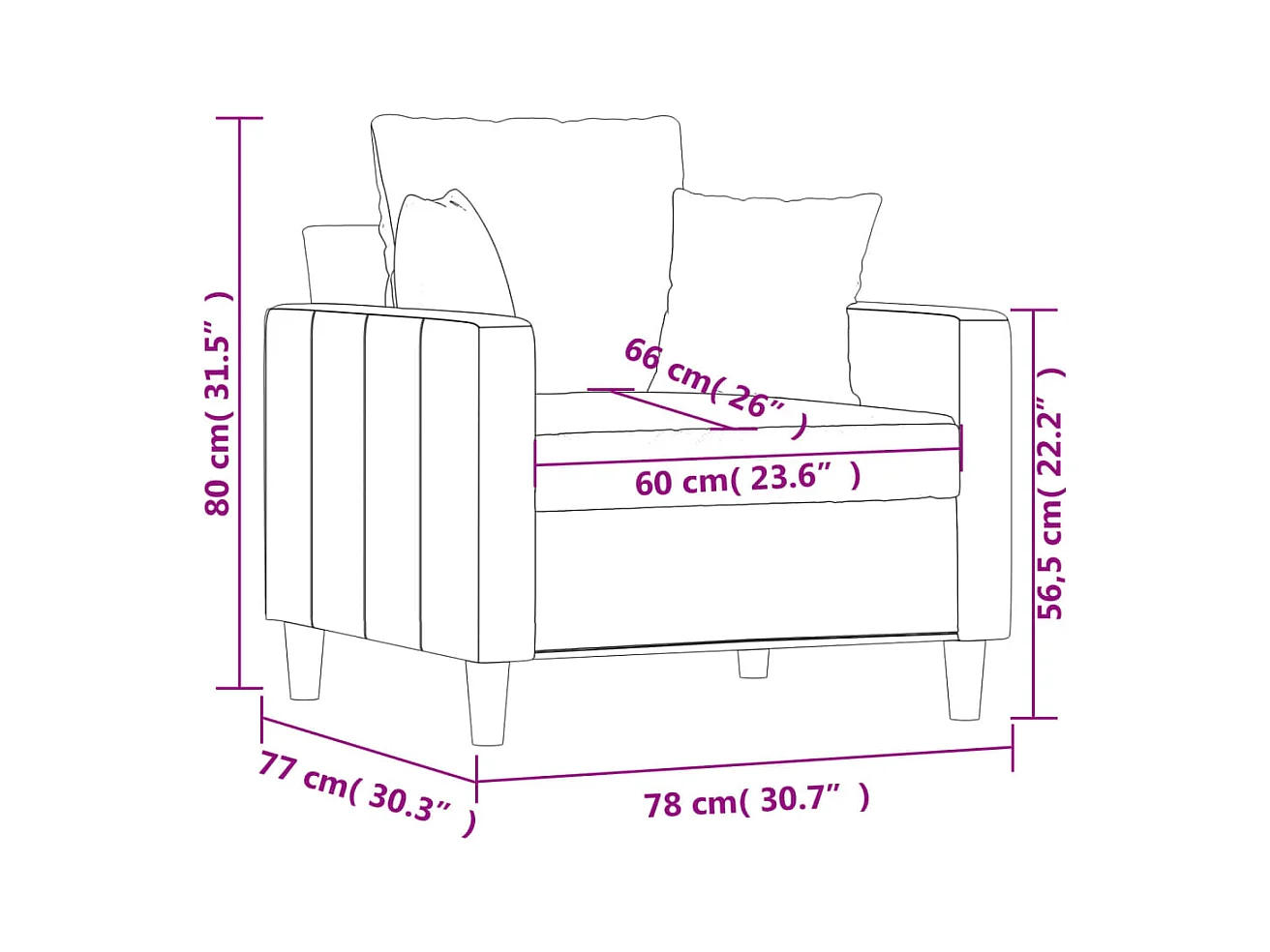 Roze fauteuil 60 cm fluweel