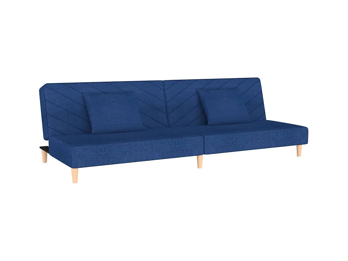 Sofá cama de 2 plazas con dos almohadas de tela azul