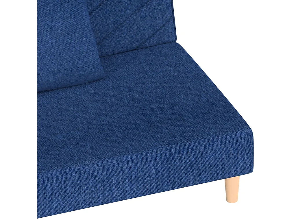 Sofá cama de 2 plazas con dos almohadas de tela azul