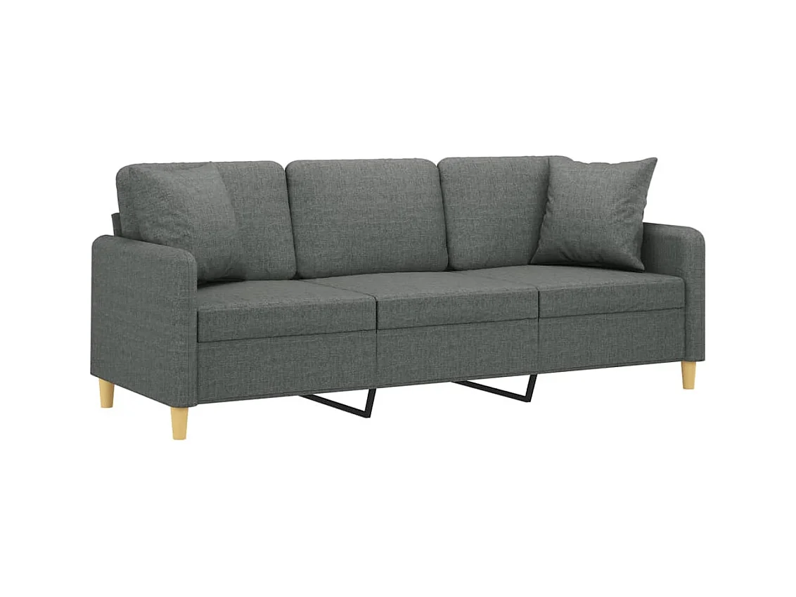 Divano 3 posti con cuscini grigio scuro tessuto 180 cm