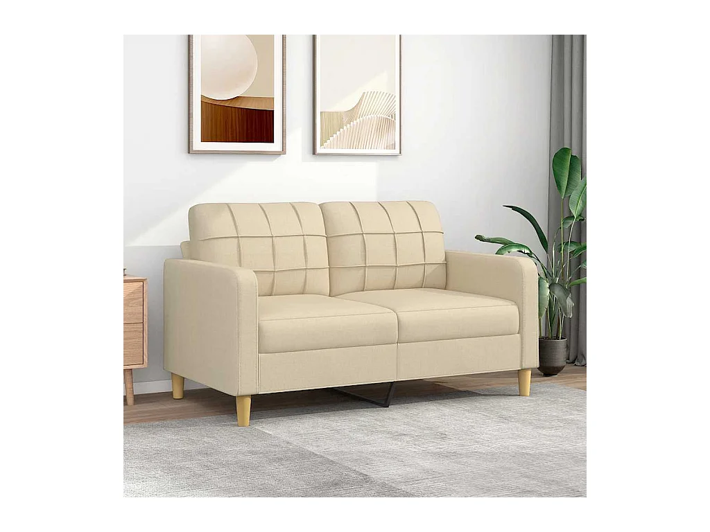 Sofá 2 plazas Crema 140 cm Tela