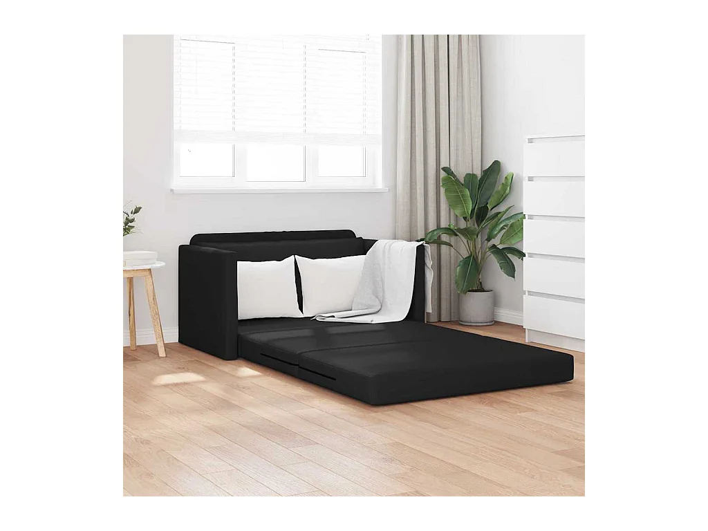 Divano letto nero 124 x 71 x 78 cm in similpelle