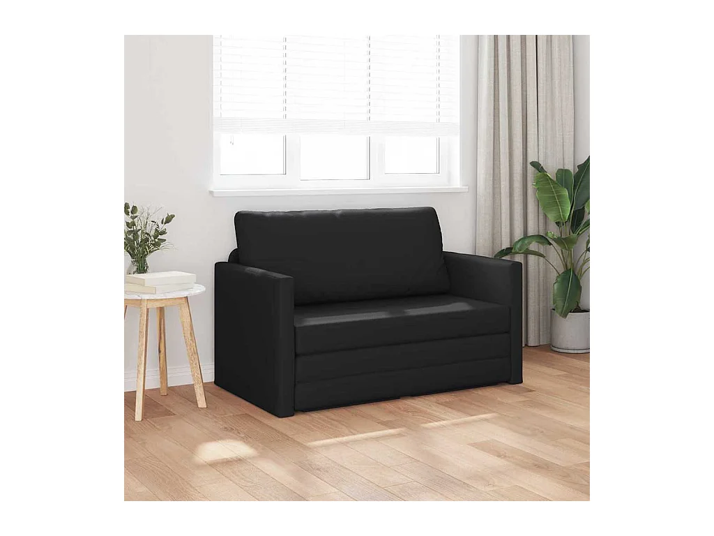 Divano letto nero 124 x 71 x 78 cm in similpelle