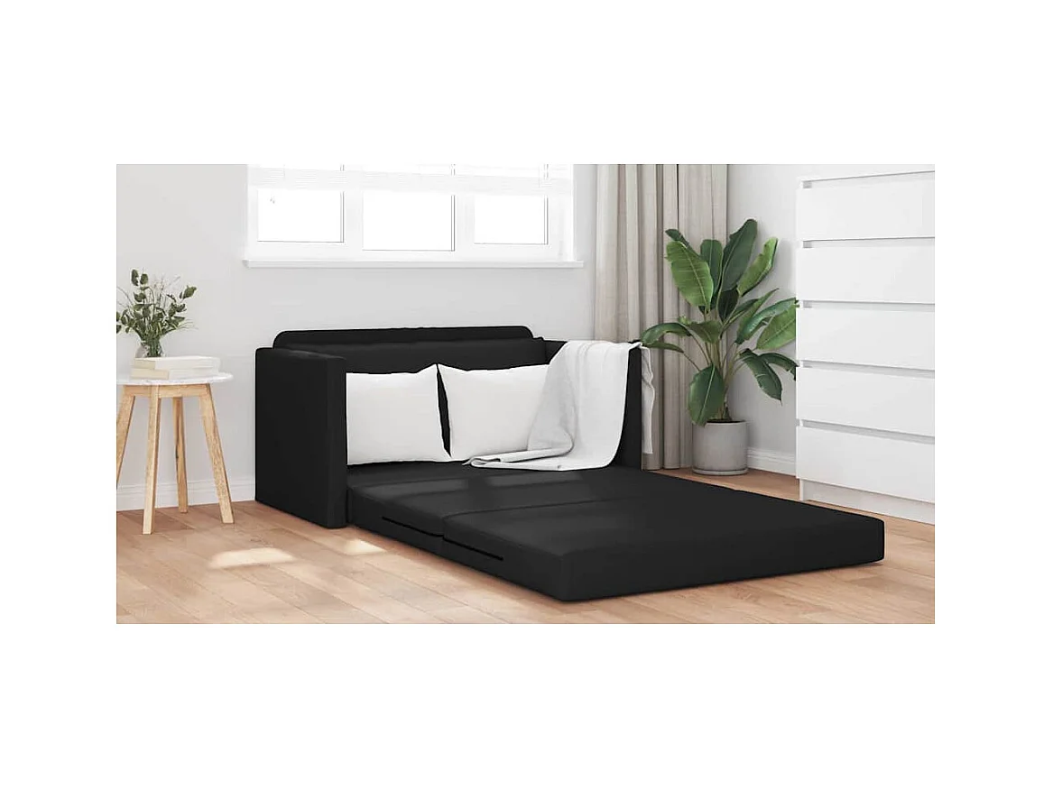 Divano letto nero 124 x 71 x 78 cm in similpelle