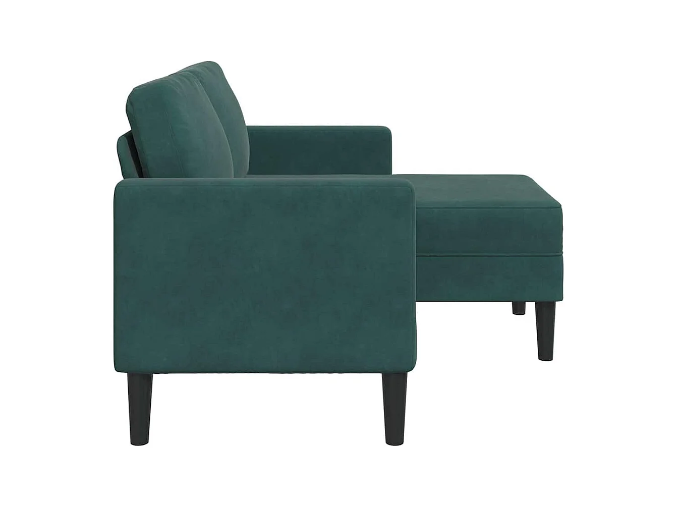 Divano 2 posti con chaise longue a L in velluto verde scuro 125 cm
