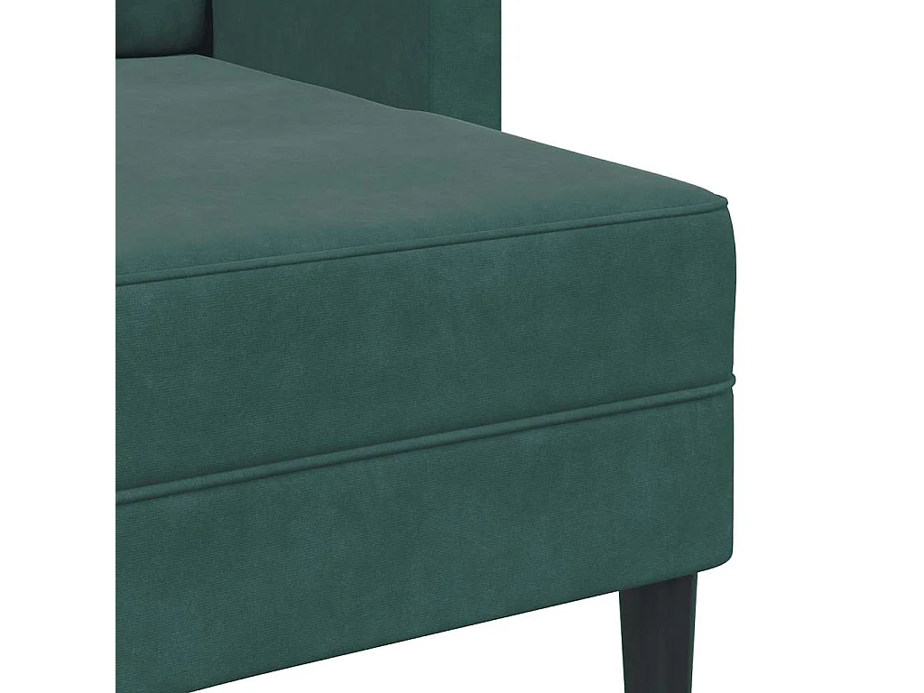 Divano 2 posti con chaise longue a L in velluto verde scuro 125 cm