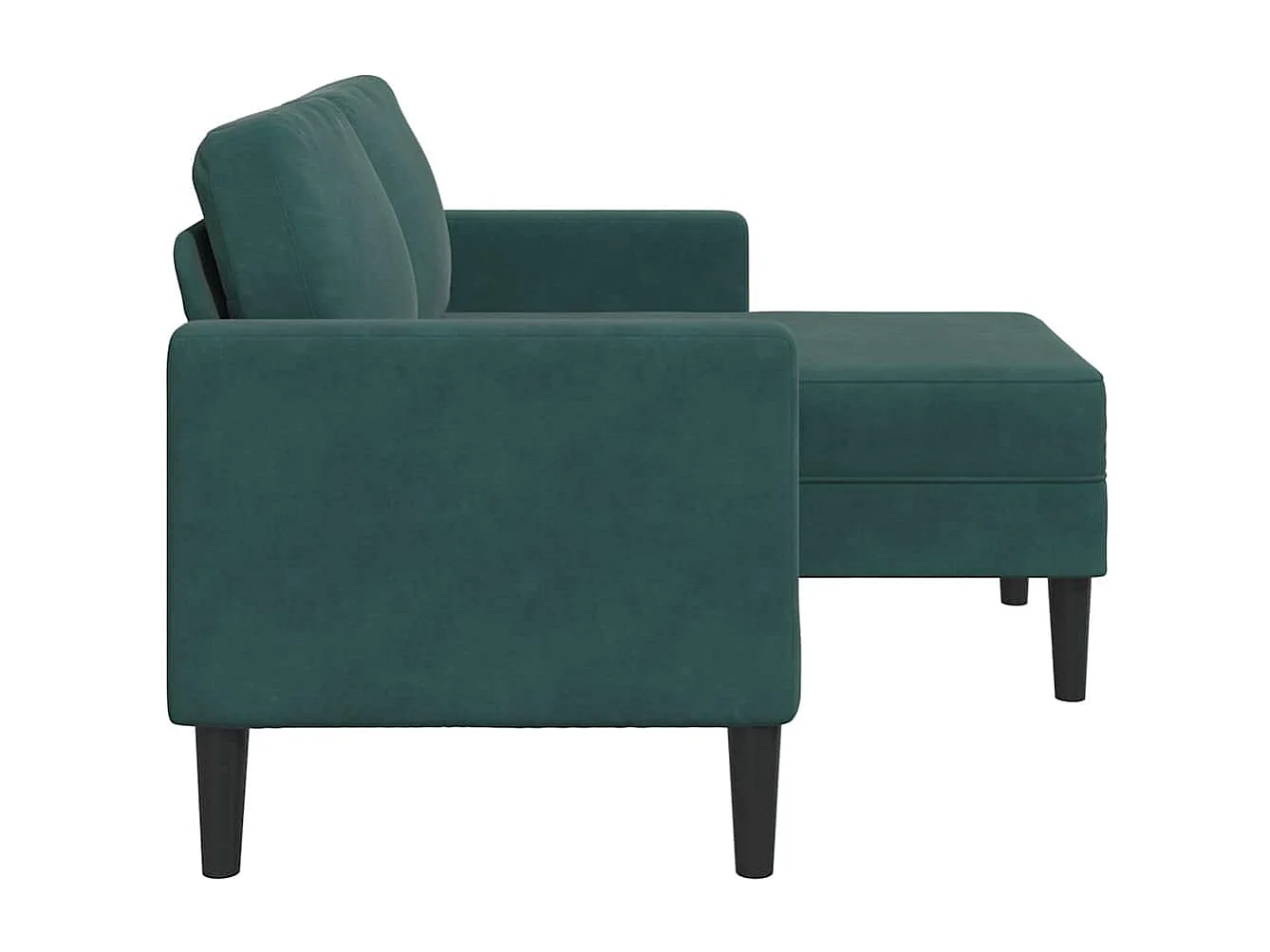 2-zitsbank met L-vormige chaise longue in donkergroen fluweel 125 cm