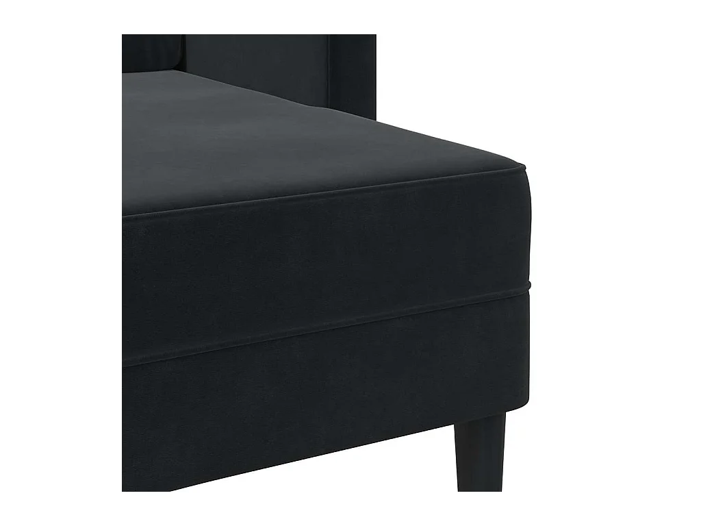 Divano 2 posti con chaise longue a L, nero, velluto 125 cm