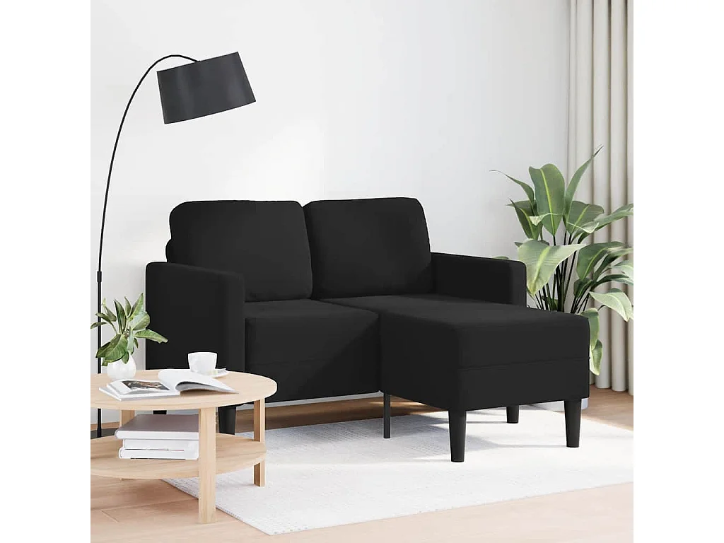 Canapé 2 places avec méridienne en L noir 125 cm velours