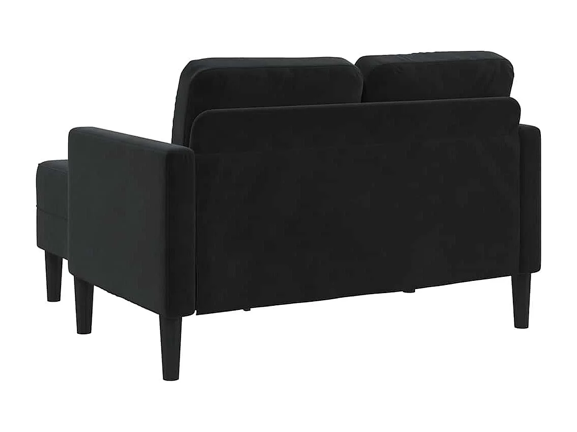 Canapé 2 places avec méridienne en L noir 125 cm velours