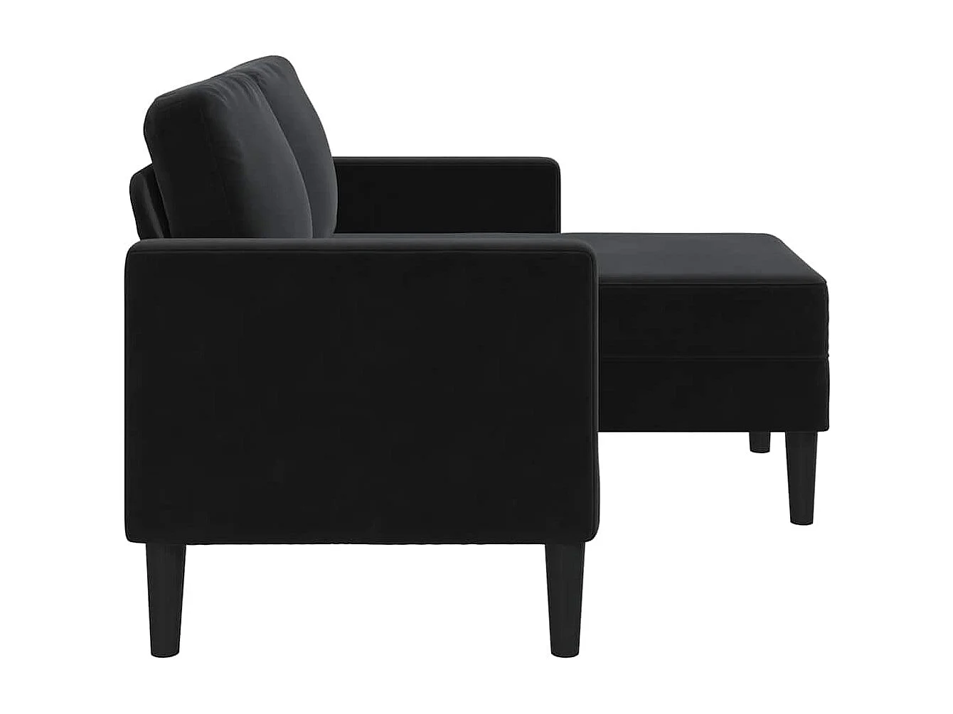 Canapé 2 places avec méridienne en L noir 125 cm velours