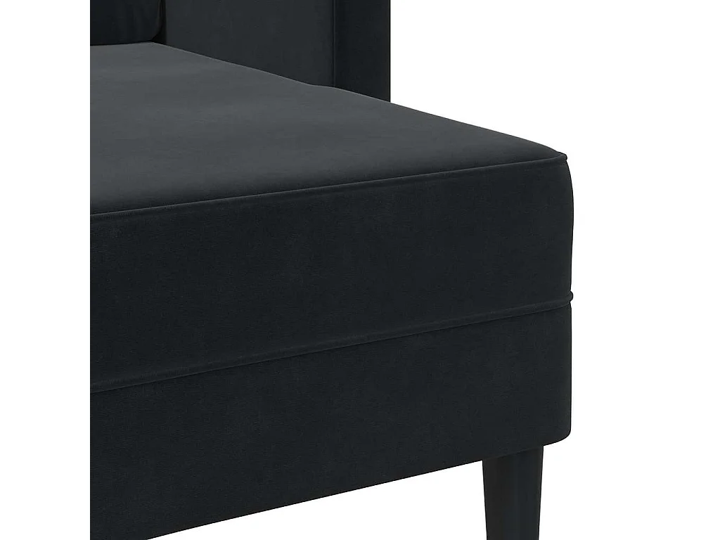 Canapé 2 places avec méridienne en L noir 125 cm velours