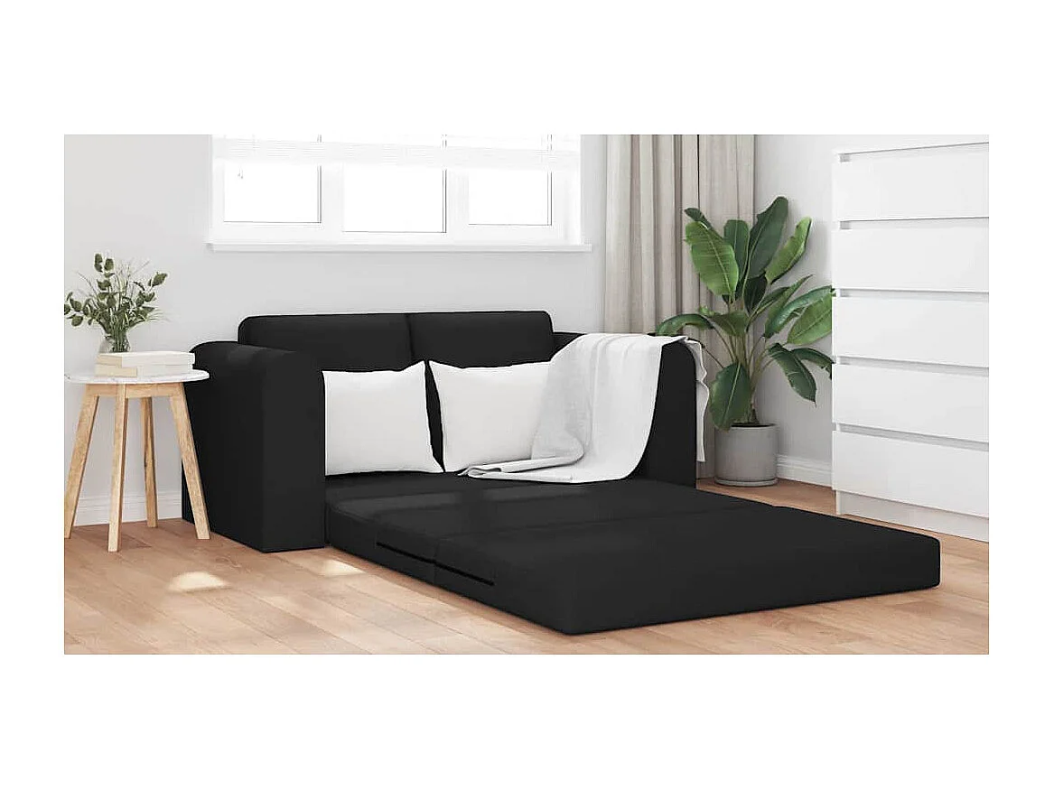 Zwarte slaapbank 148 x 71 x 83 cm stof