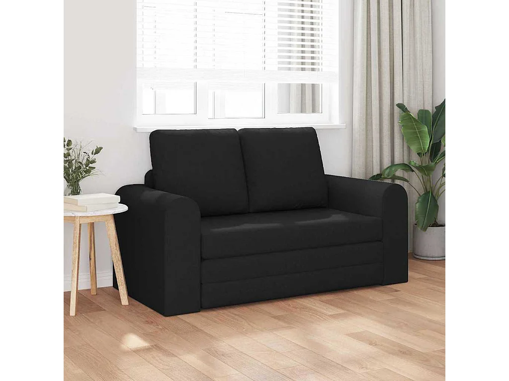 Canapé convertible 2 places en tissu noir LIT 148x71x83 cm