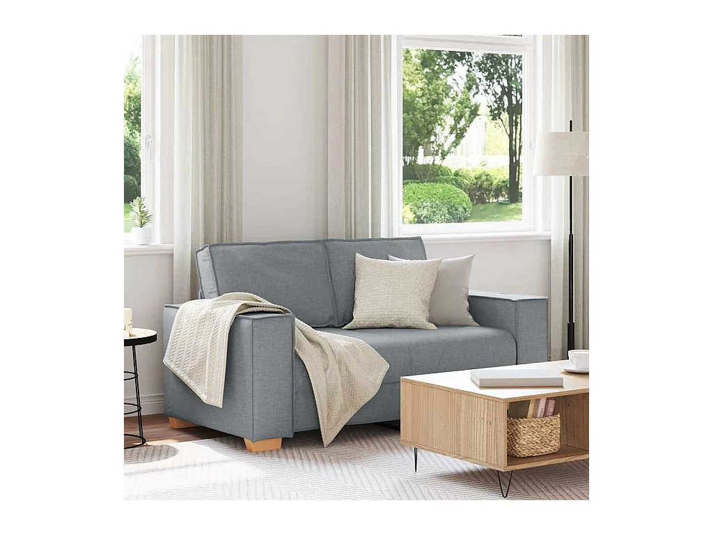 Canapé 2 places Gris clair 120 cm Tissu