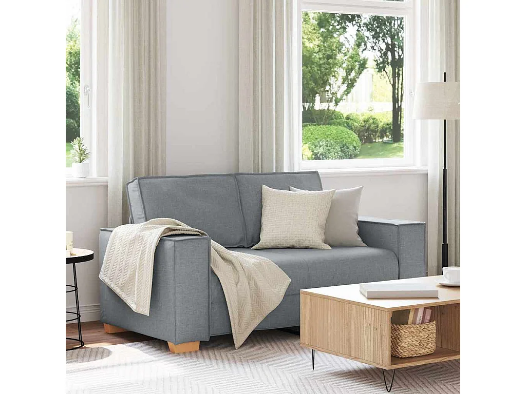 Canapé 2 places Gris clair 120 cm Tissu