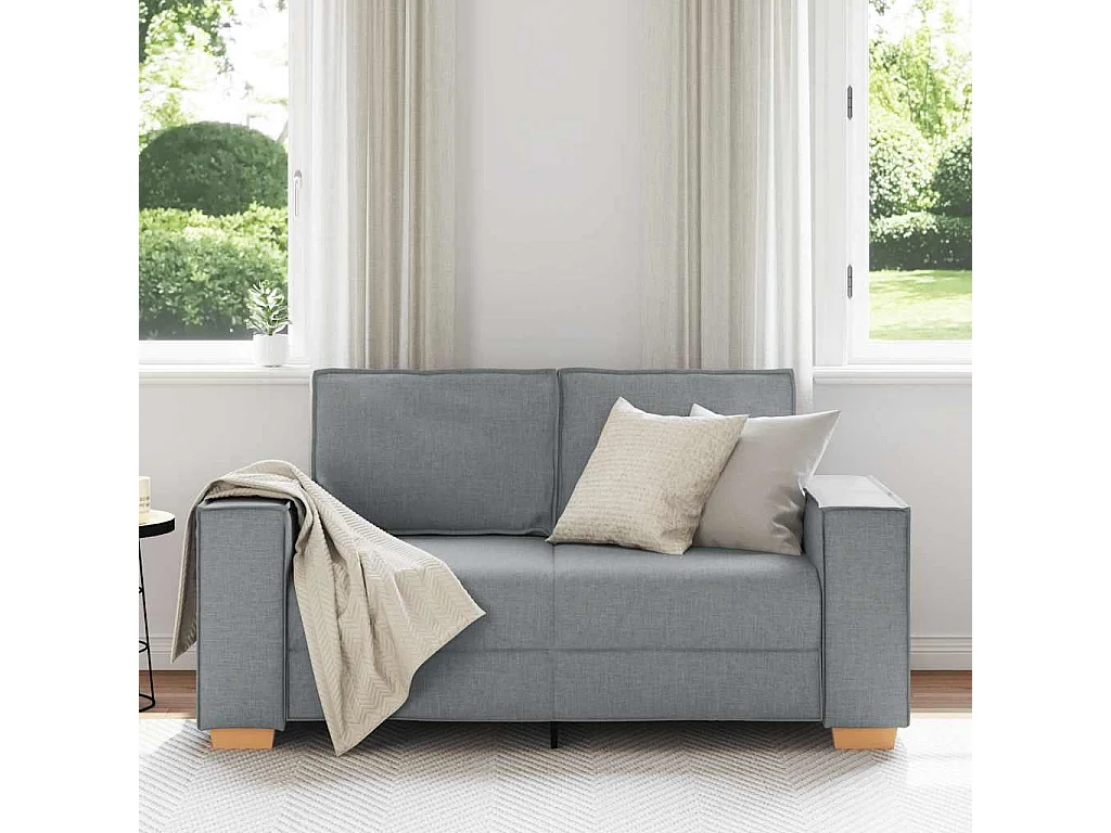 Canapé 2 places Gris clair 120 cm Tissu