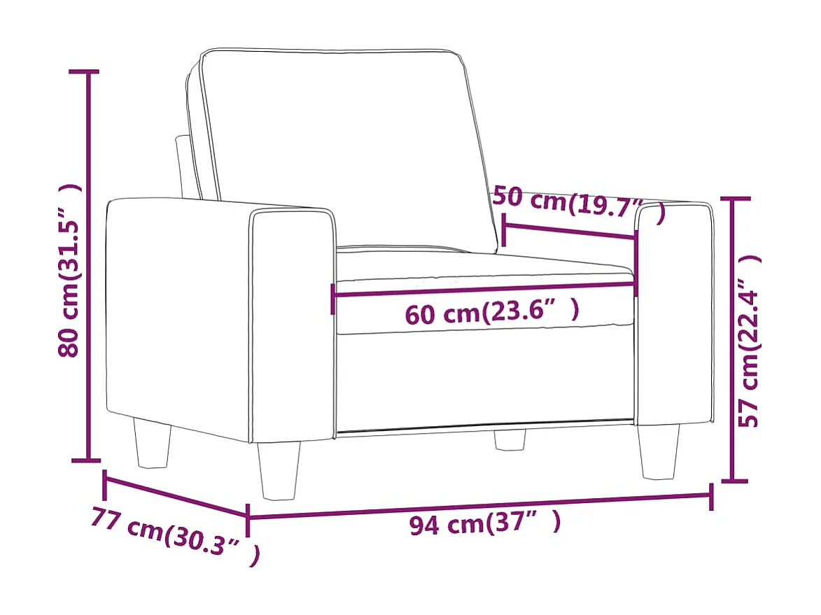Sillón Crema 60 cm Tela