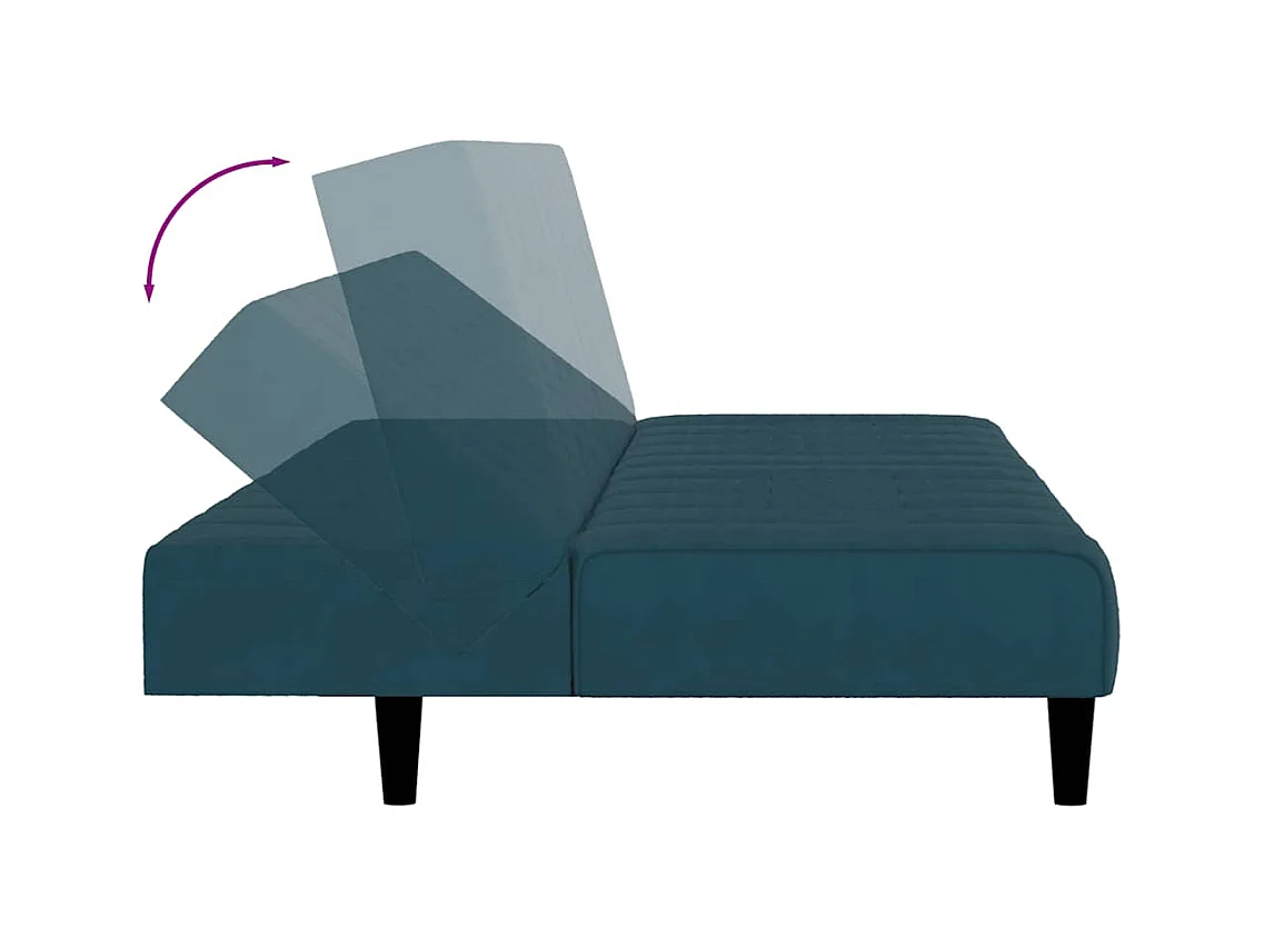 Divano letto a 2 posti in velluto blu