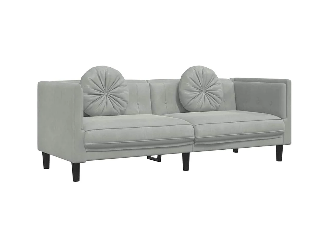 3-zitsbank met lichtgrijze fluwelen kussens