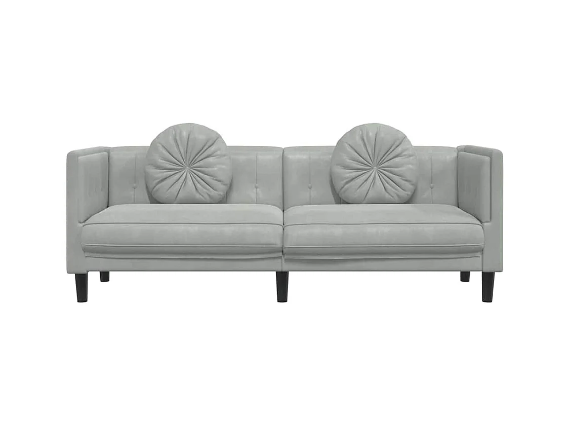 3-zitsbank met lichtgrijze fluwelen kussens