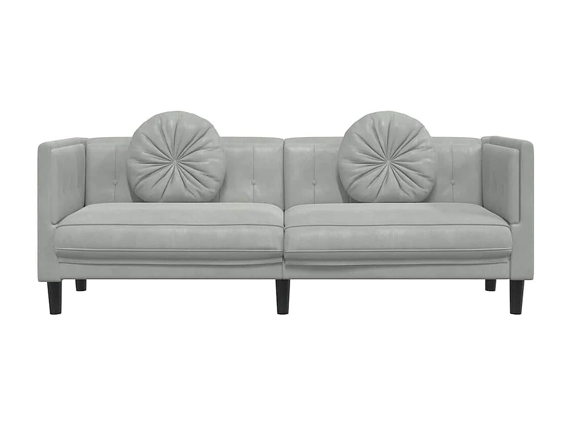 Sofá de 3 plazas con cojines de terciopelo gris claro