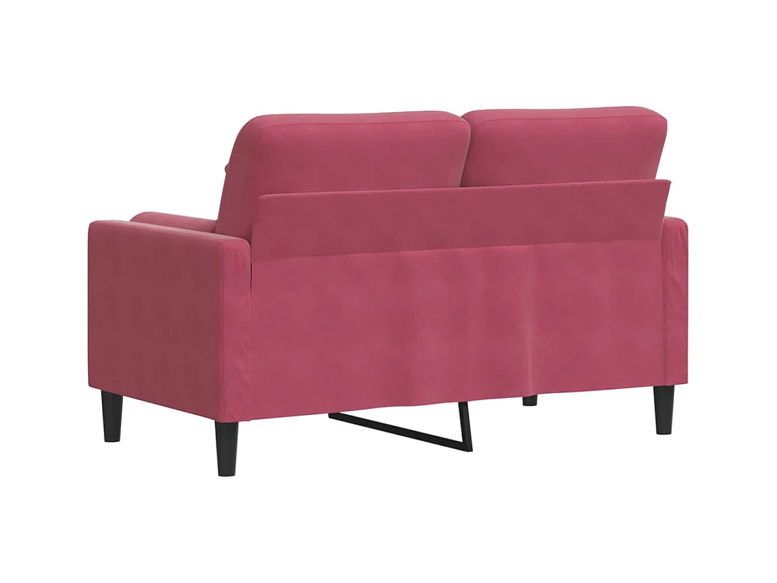 Divano 2 posti con cuscini bordeaux 120 cm velluto