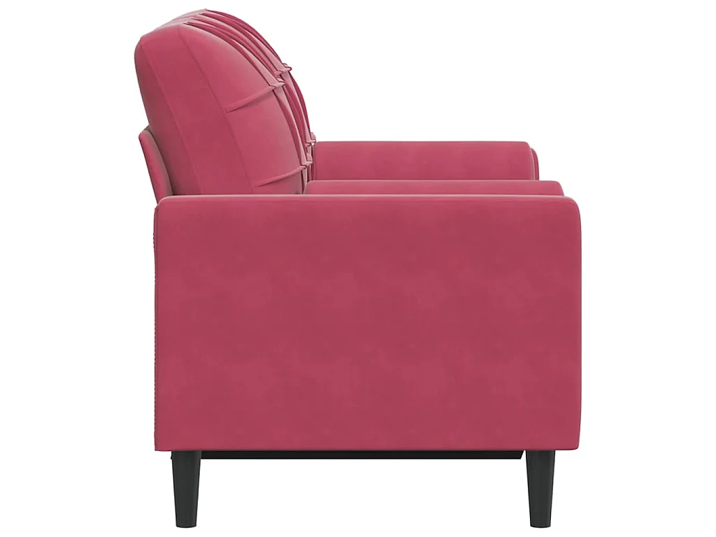 2-Sitzer-Sofa mit burgunderfarbenen Kissen, 120 cm, Samt