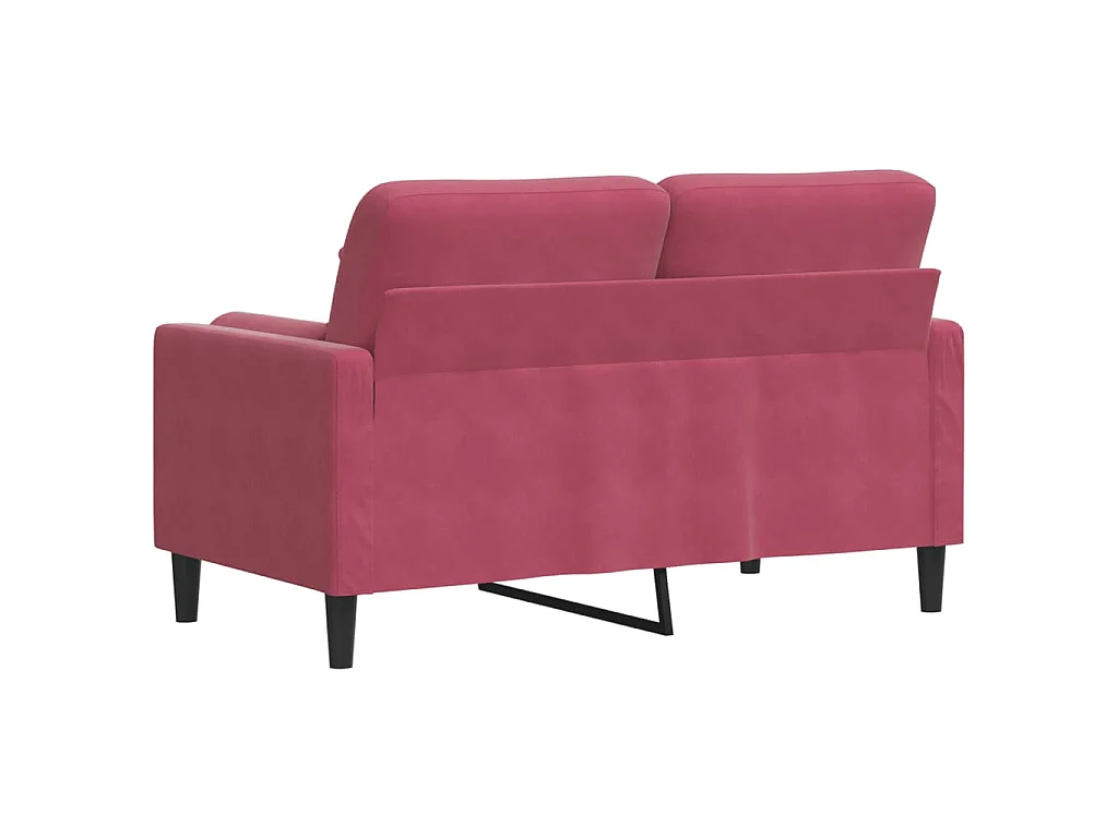 2-Sitzer-Sofa mit burgunderfarbenen Kissen, 120 cm, Samt