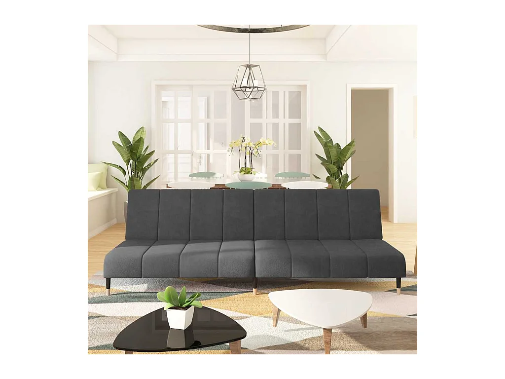 Donkergrijze fluwelen 2-zits slaapbank